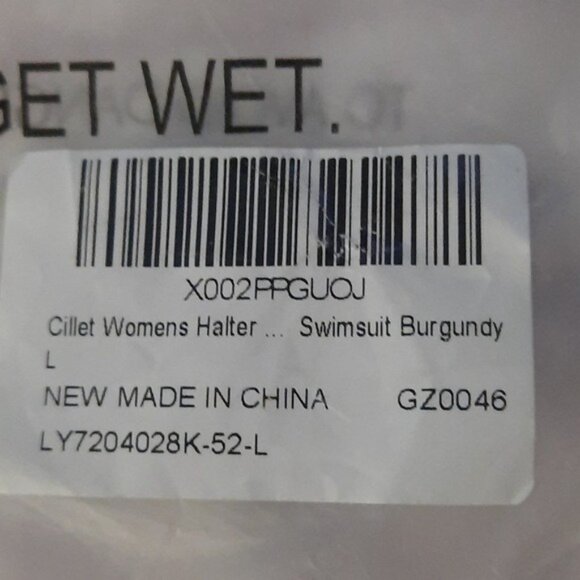 Cillet NWT Burgandy Halter Crisscross Ruched High Cut Tankini Swimsuit Size L - Picture 8 of 8